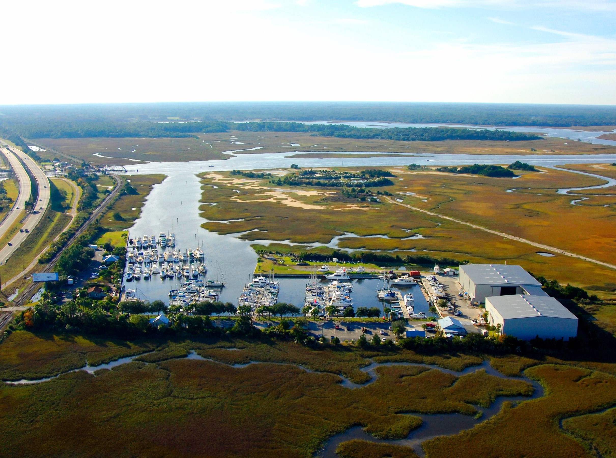 Amelia island Marina drone shot