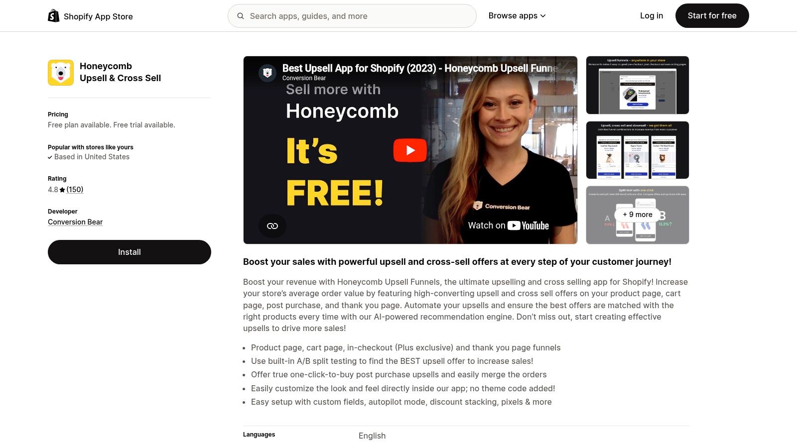 Honeycomb Upsell & Cross Sell (Conversion Bear)