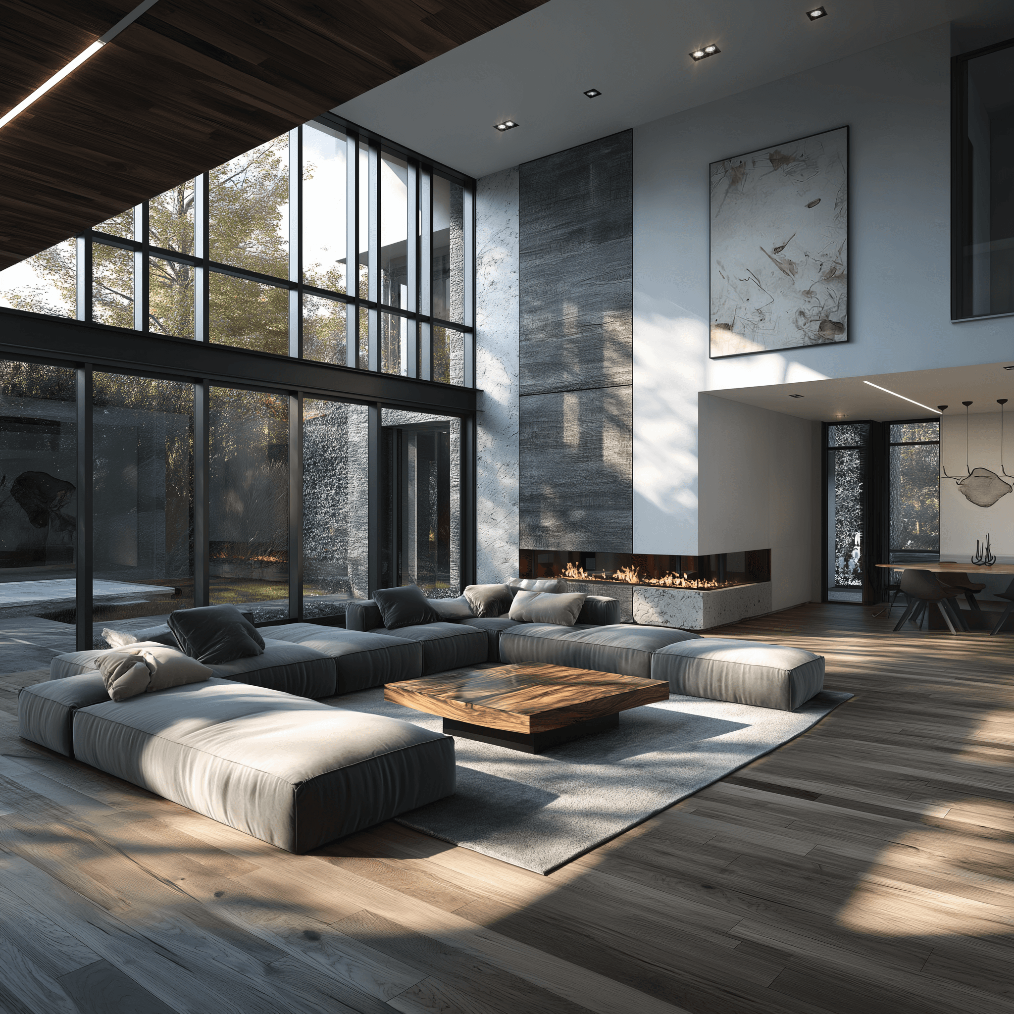 a room with a chair and a table