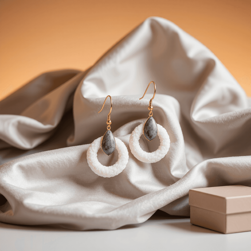 product photography of a pair of fashion earrings