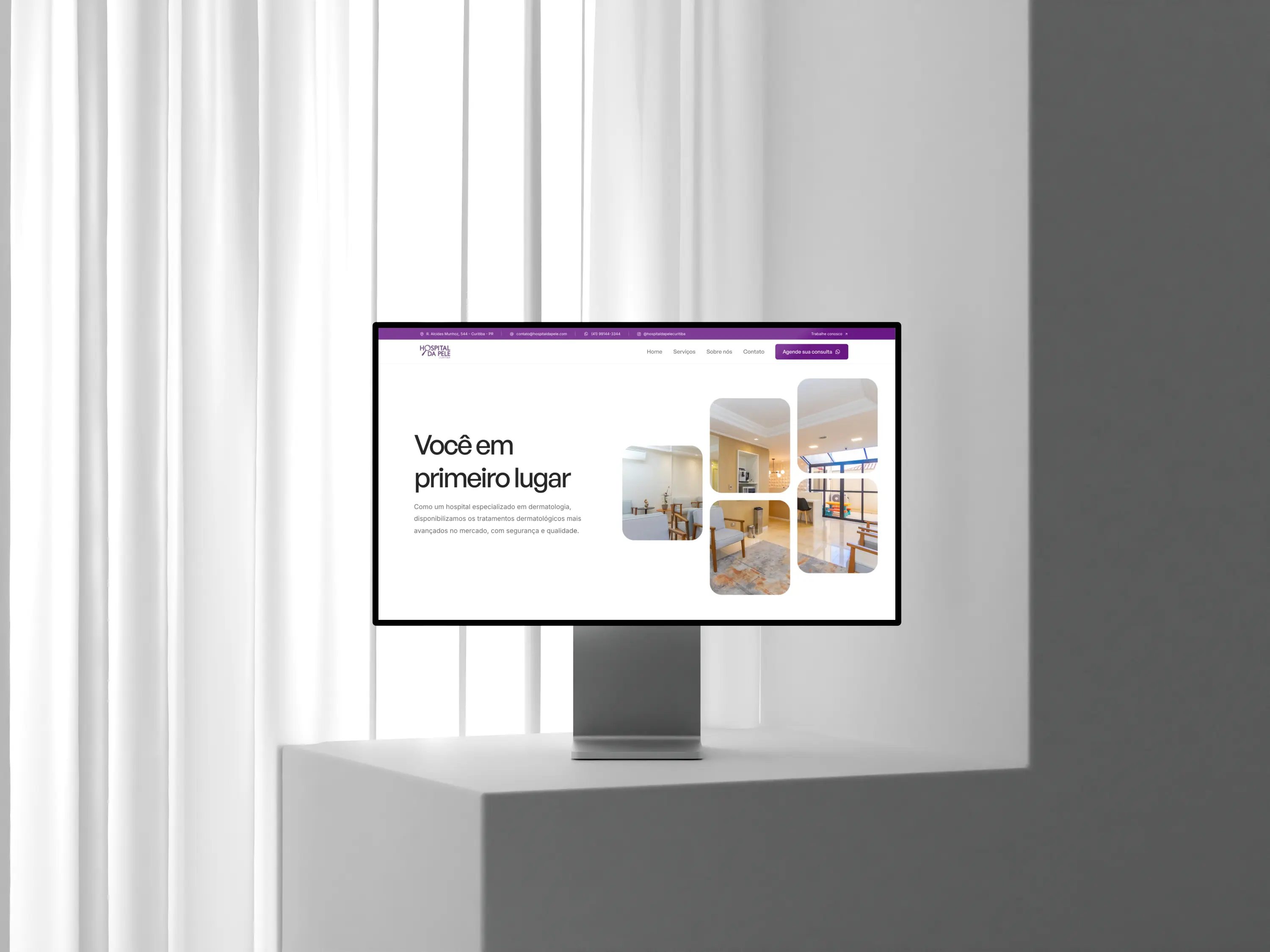 Mockup desktop do site do Hospital da Pele Curitiba.