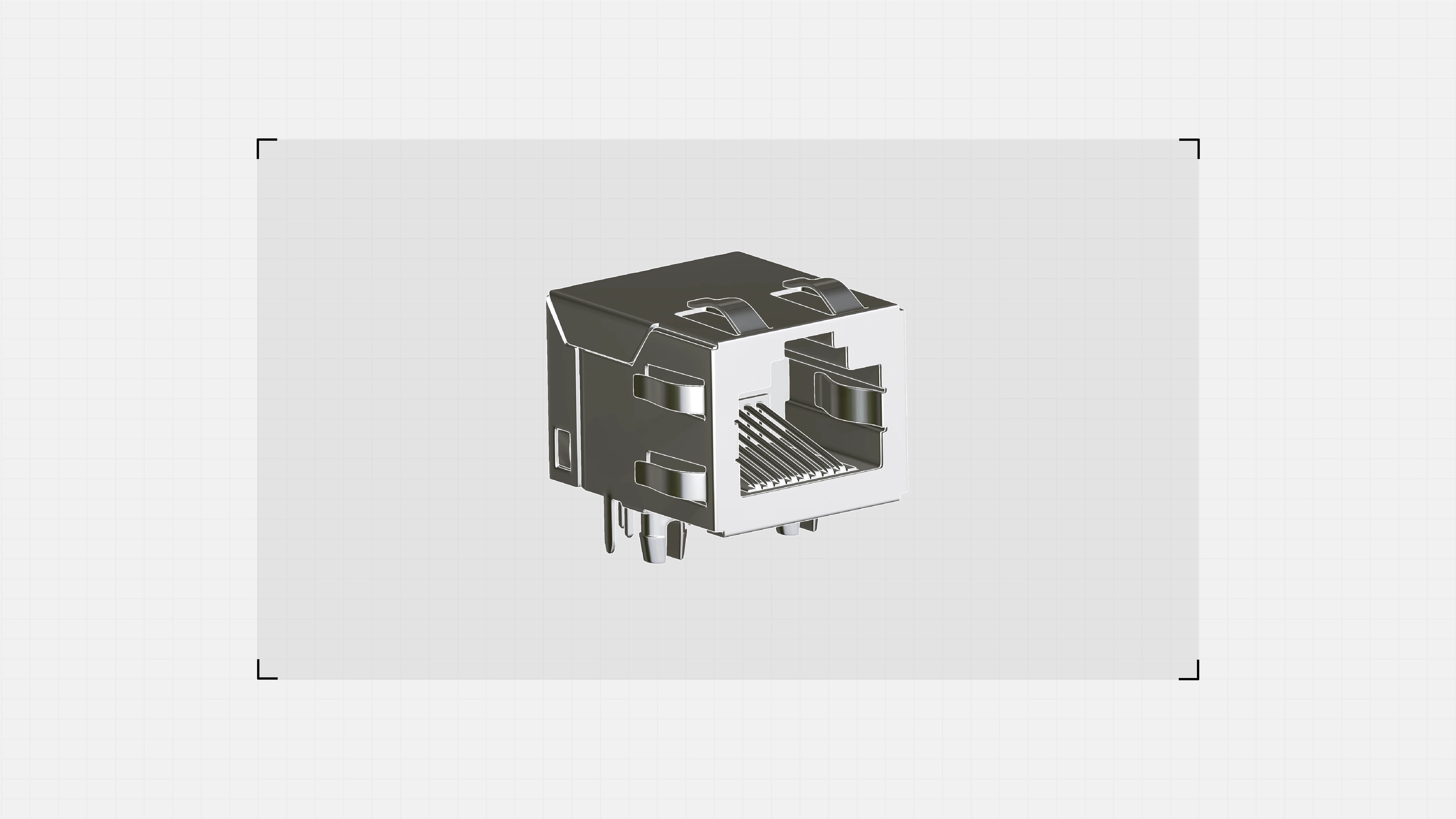 Render of a compact Single Pair Ethernet jack with its mating connector