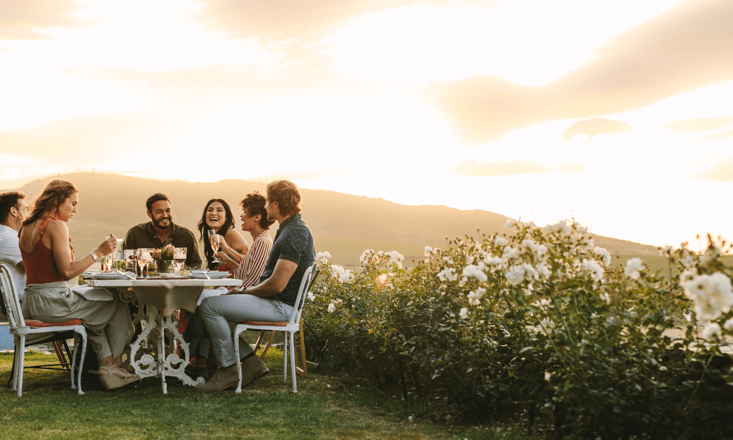 friends socializing having dinner