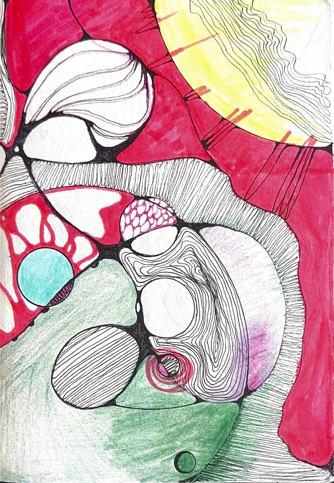 Bold neurographic mixed-media artwork by Caroline Hanna