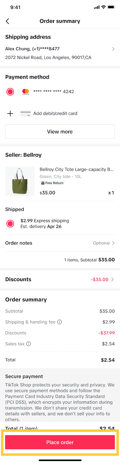 A blurred mobile phone screenshot displaying the order summary or checkout screen within an e-commerce application.