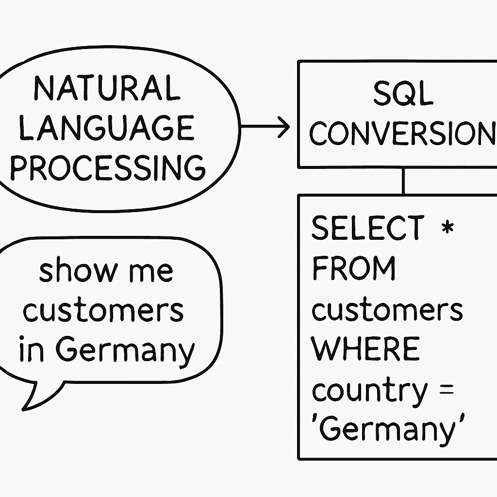 Diagram showing Natural Language Processing and SQL Conversion Process