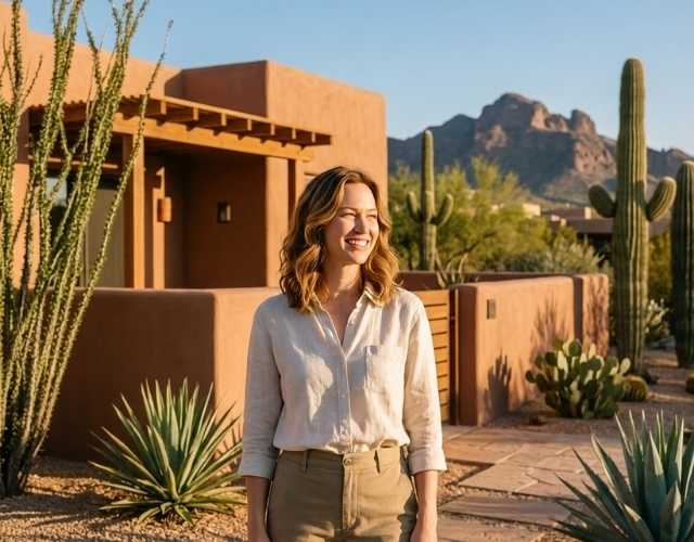 woman outside property
