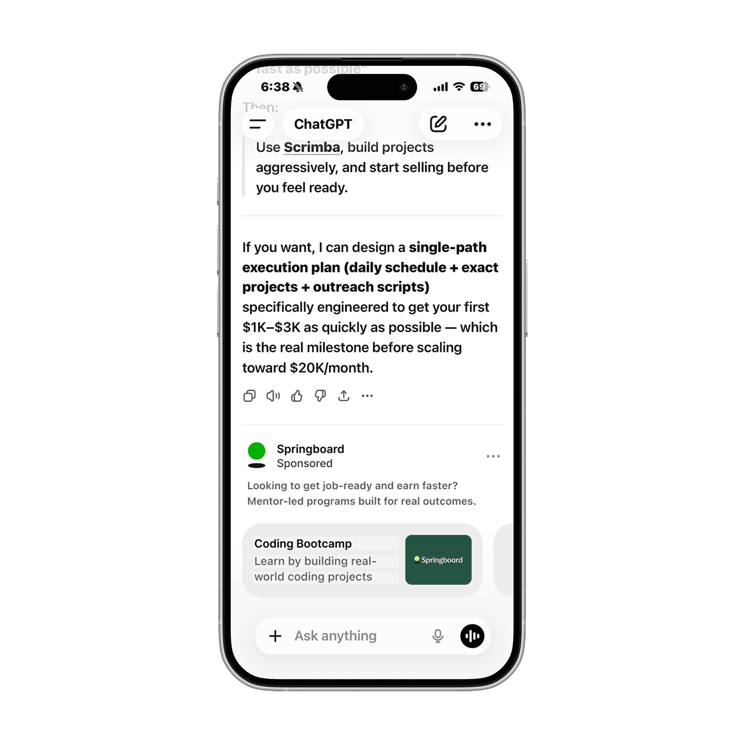 Visualization of how user conversations in AI platforms progress from exploration to evaluation and decision-making