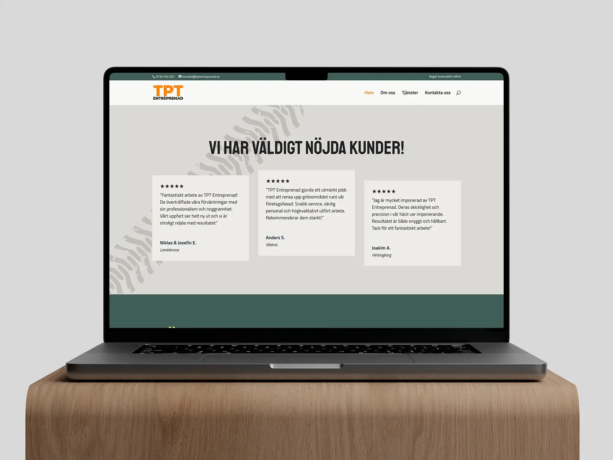 TPT Entreprenads hemsida
