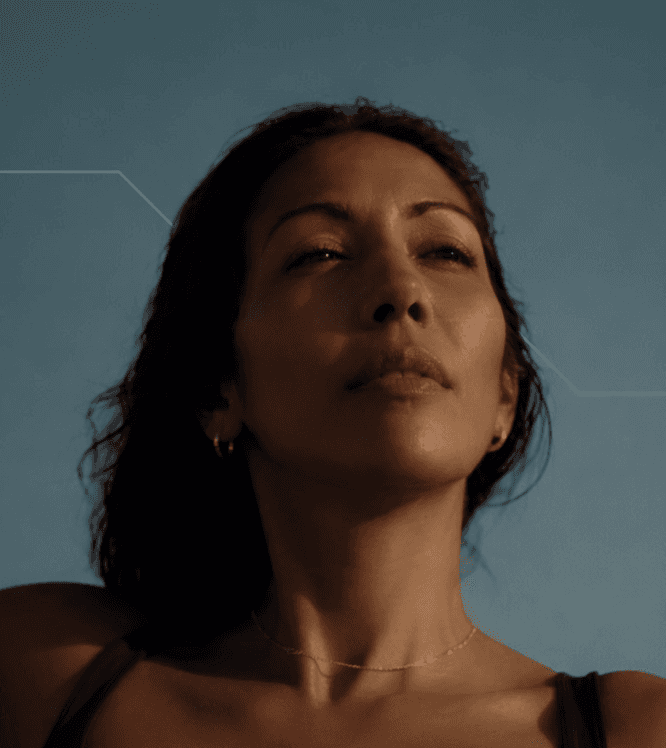 Woman with line chart behind her representing hormone imblance