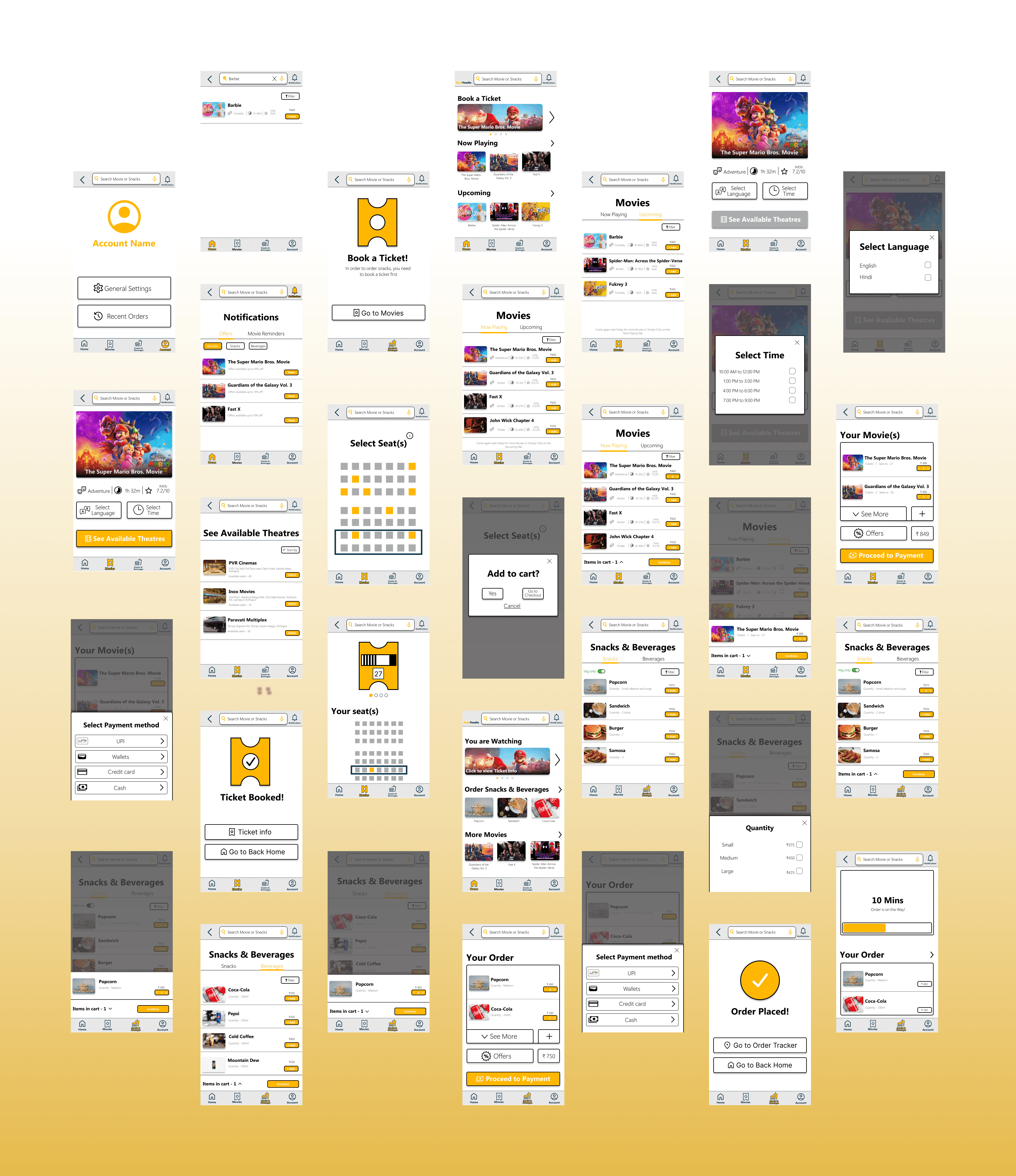 Hi-fi mockups for SeatFoodie