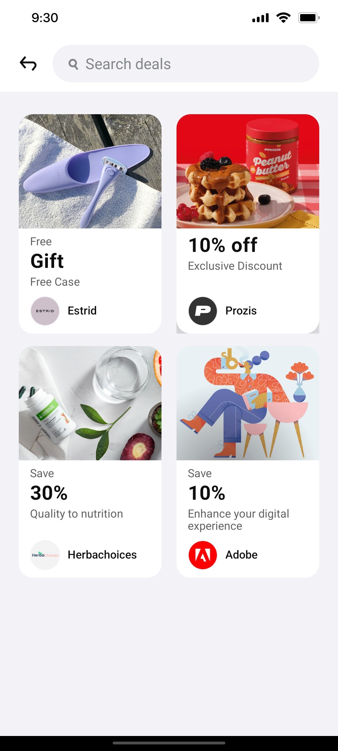 Klarna Search Page Screen