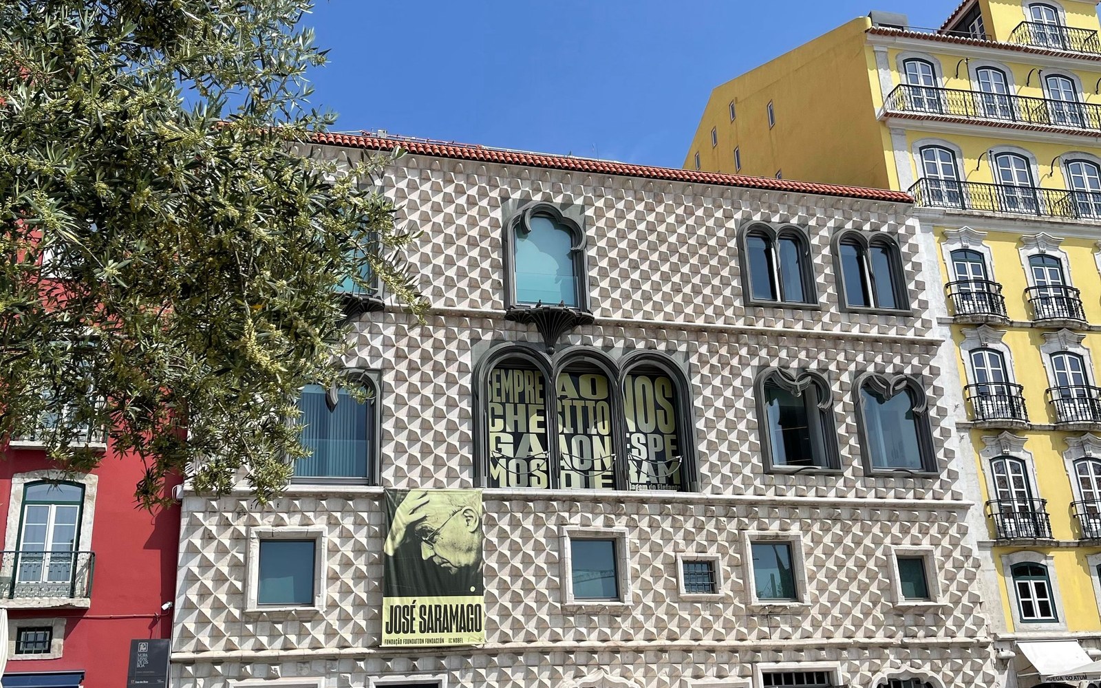 Geometric façade of a historic Lisbon building