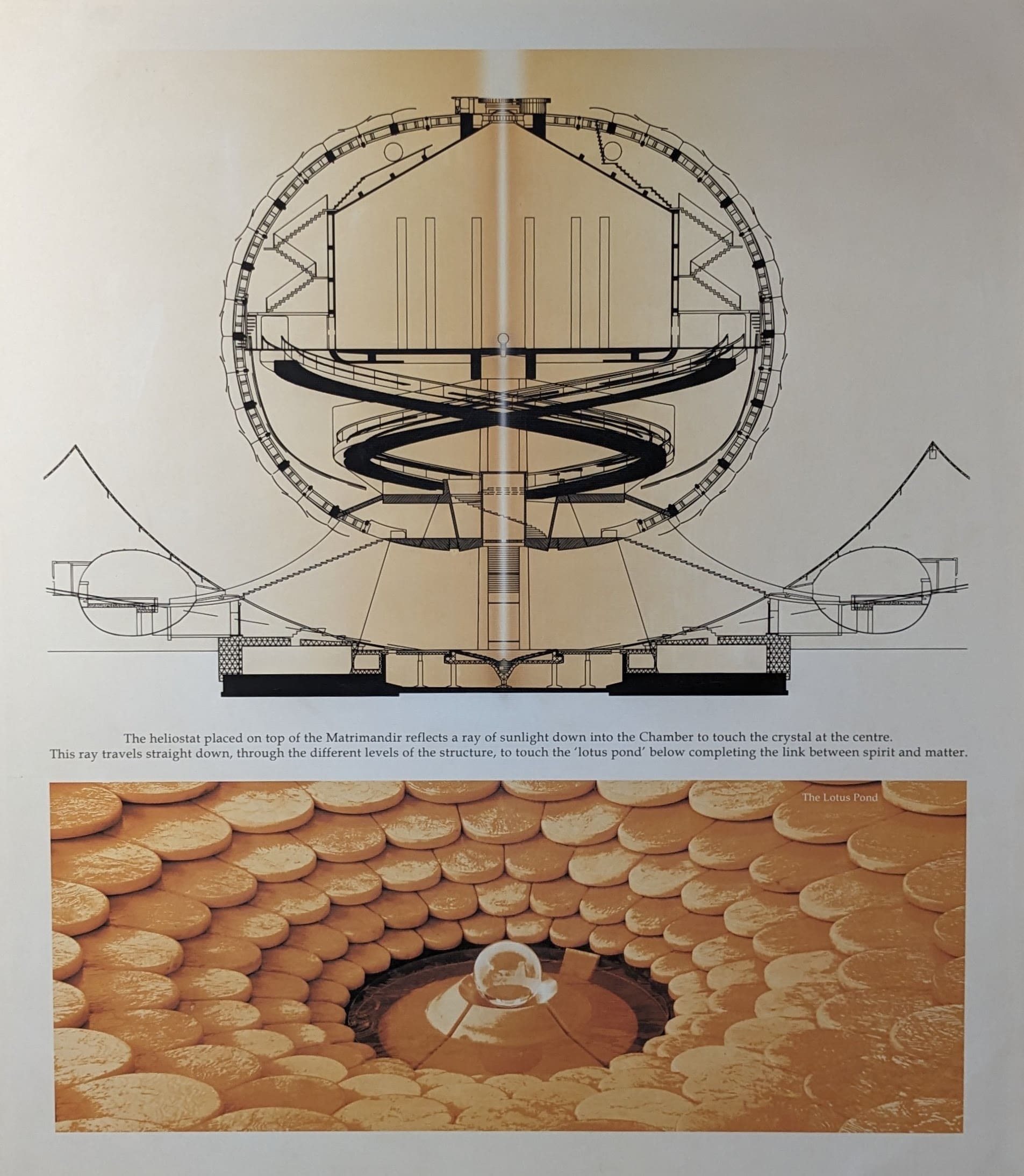 View of Matrimandir from the inside and the meditation space