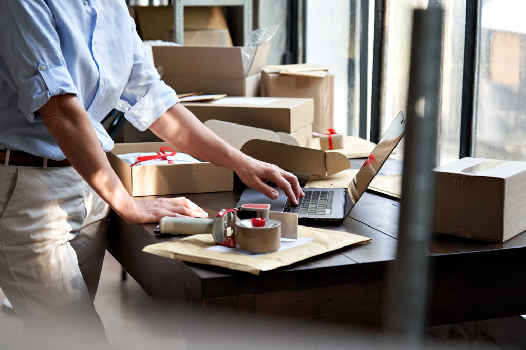 female online business owner packing shipping ecom 2025 02 11 16 24 06 utc