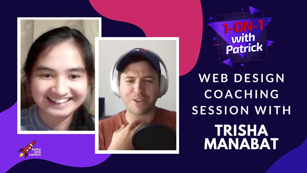 Dos individuos sonrientes aparecen junto a un texto que promueve una sesión de entrenamiento en diseño web con Trisha Masagat.