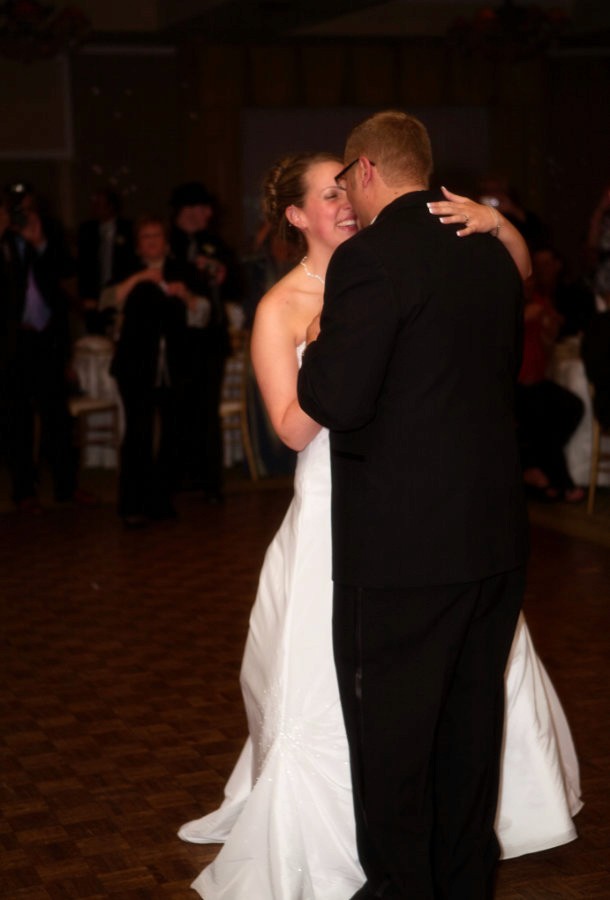 Couple embracing during a romantic first dance
