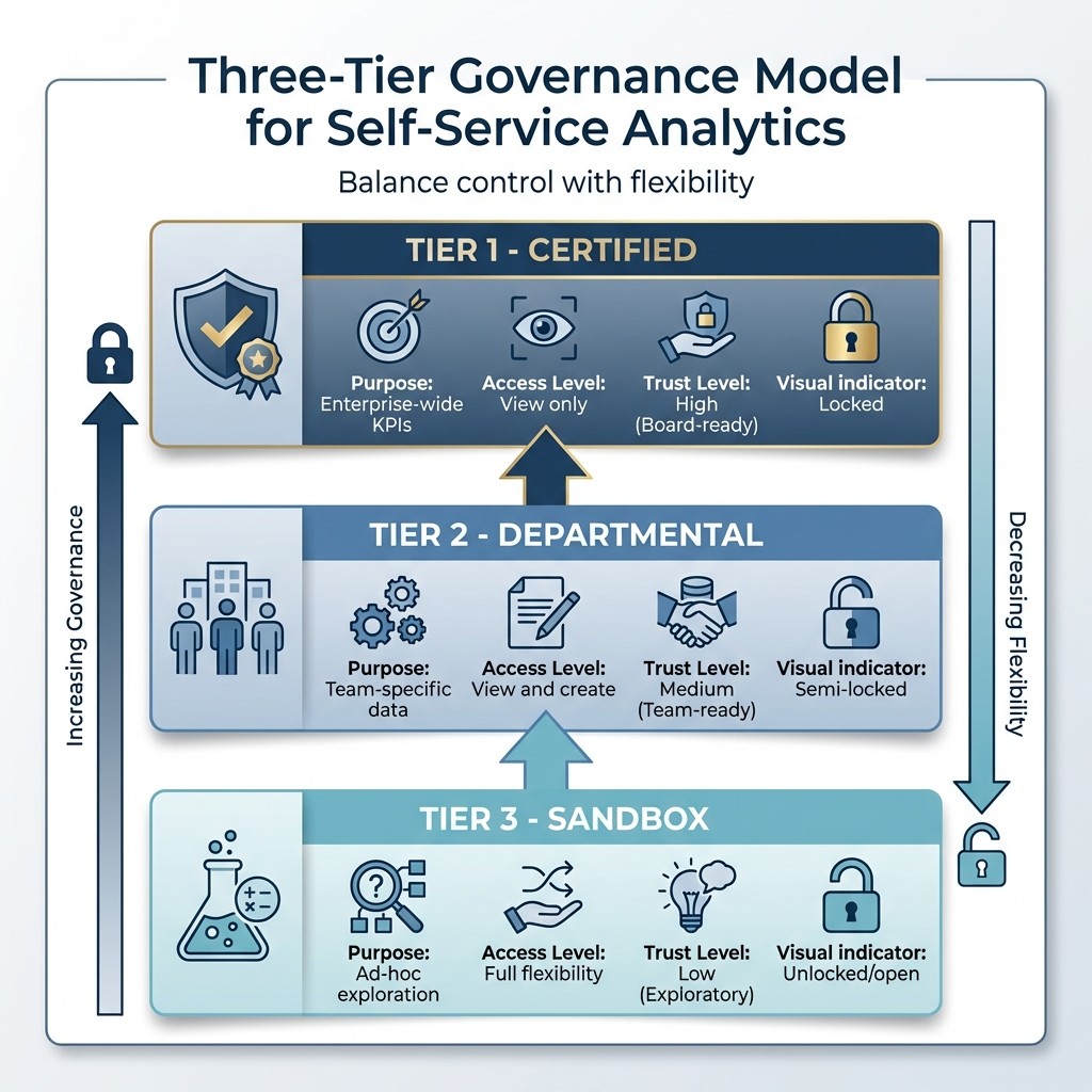Three-Tier Governance Model for Enterprise Self-Service Analytics