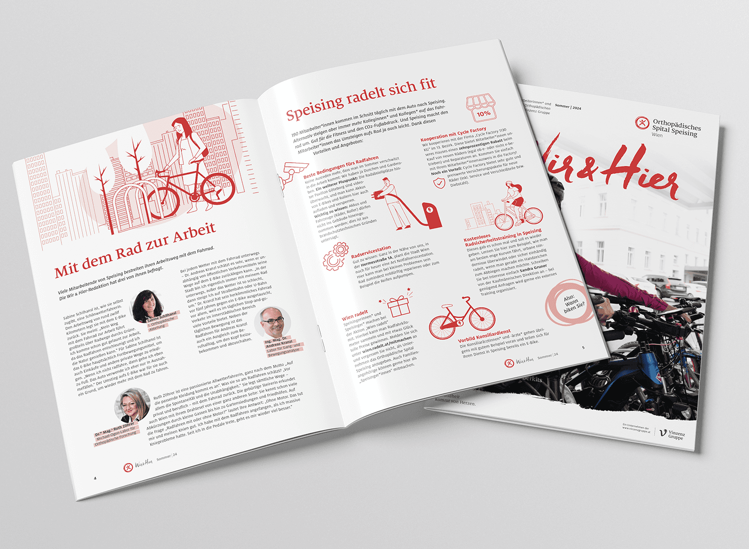 Aufgeschlagenes Wir & Hier Magazin