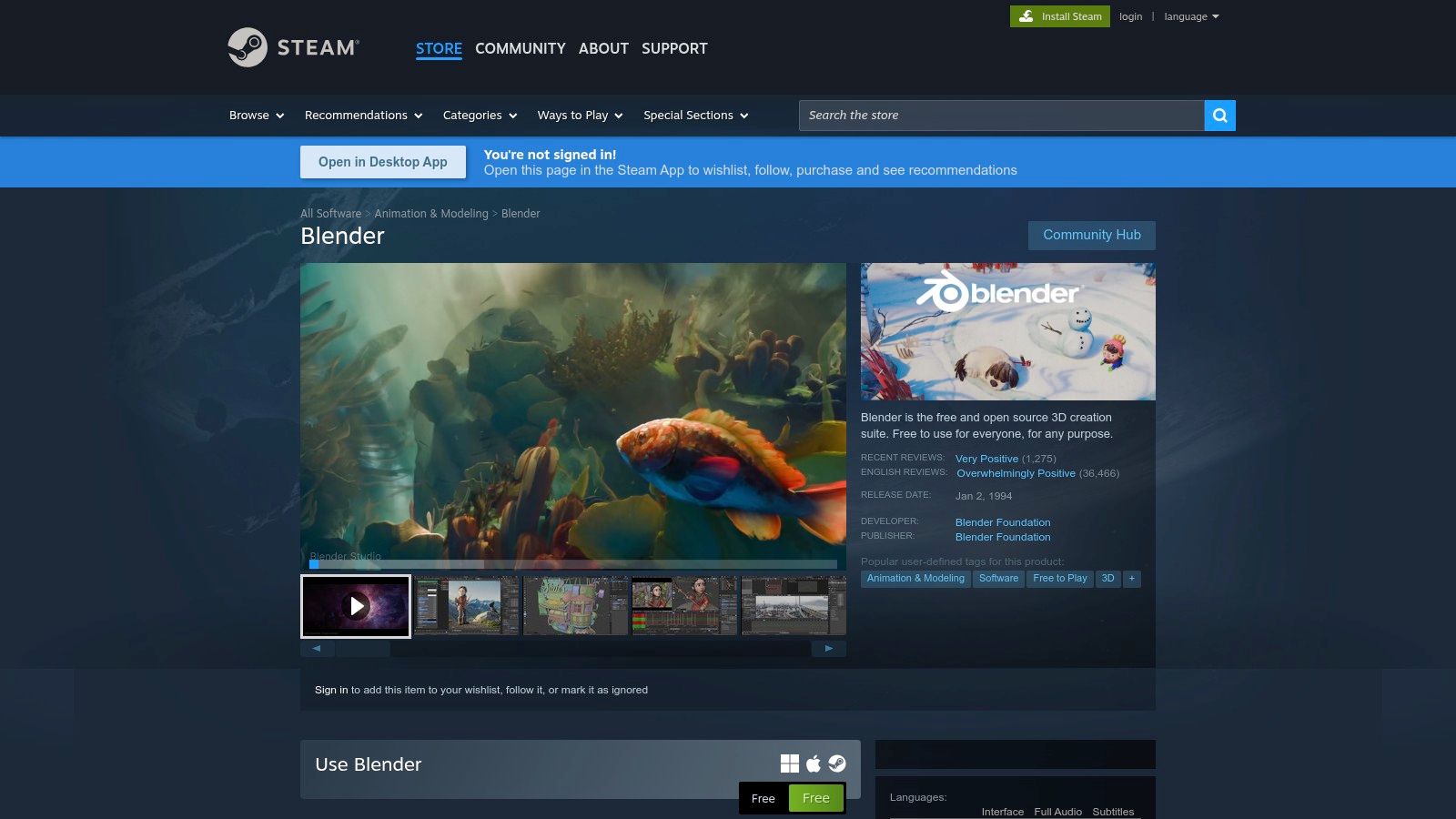 Blender on Steam (managed distribution)