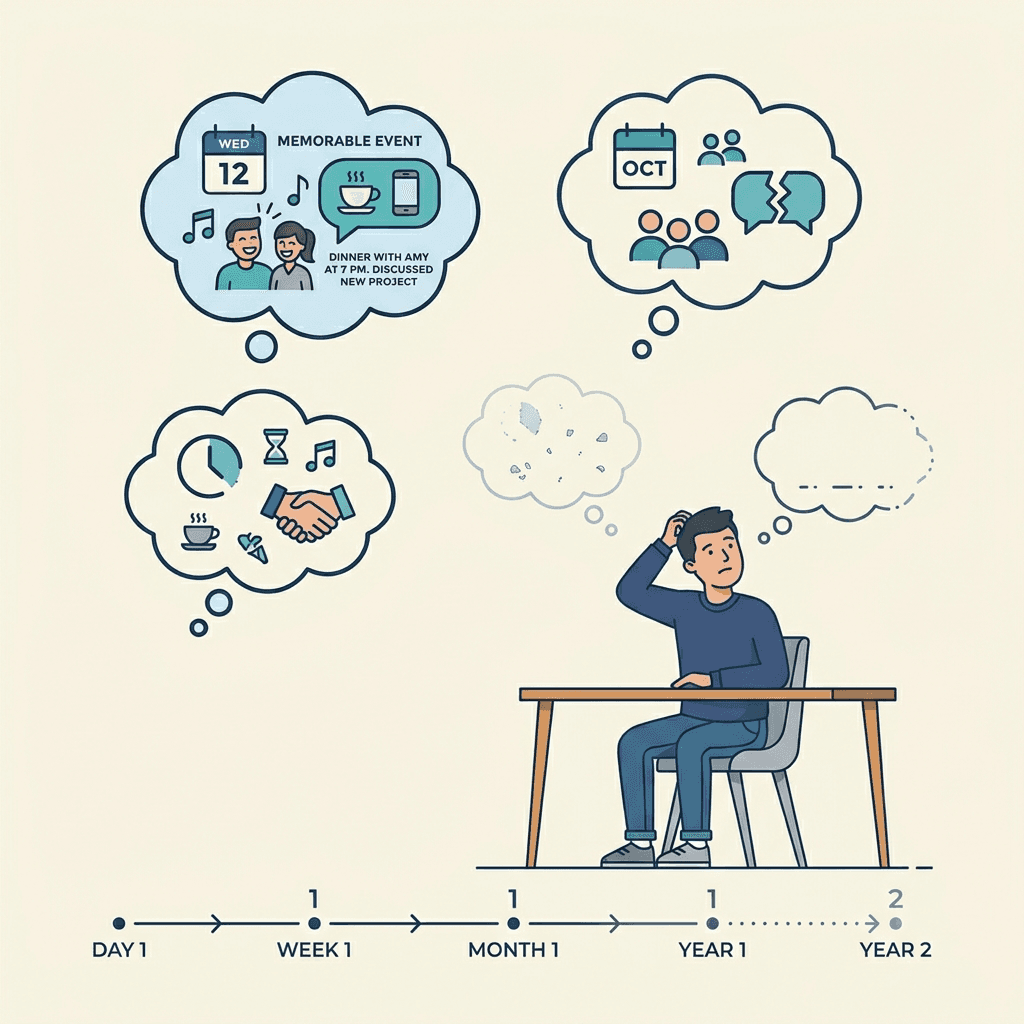 Memory of a networking conversation fading over time without quick follow-up