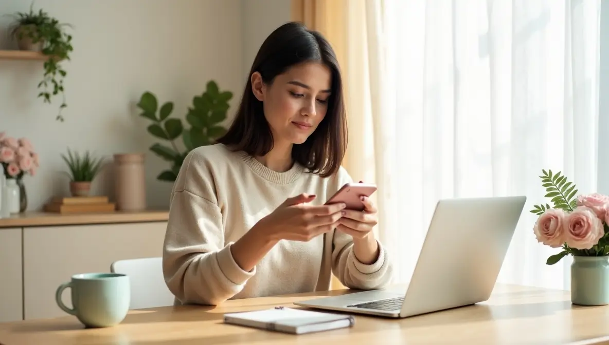 A stack of neatly arranged delivery boxes in a sunlit entryway, representing items purchased with confidence through smart online shopping