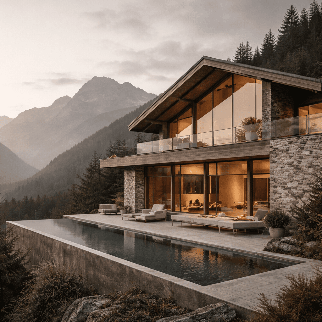 modern living room and kitchen with wooden cabinets and soft natural light