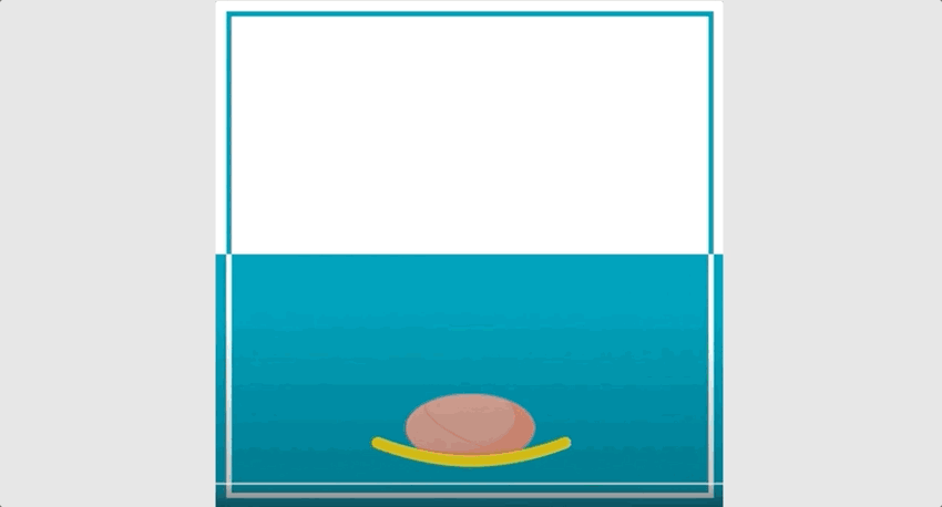 Animation of a ball bouncing on a yellow line inside a teal box