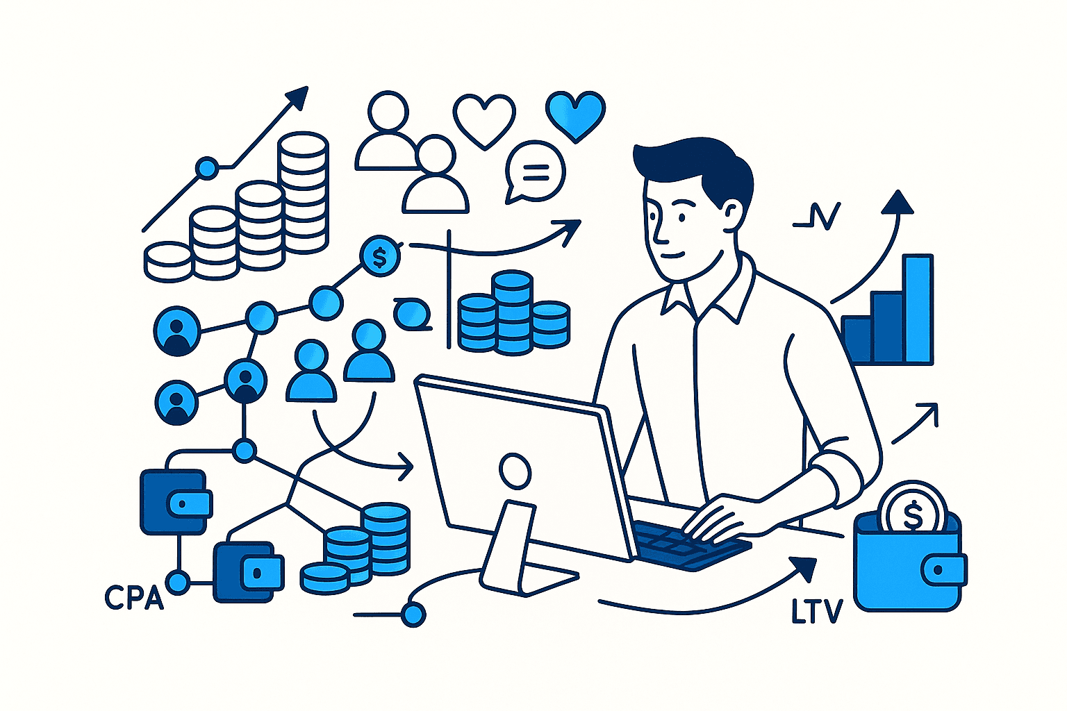 A man calculates the ROI of Web3 marketing campaign