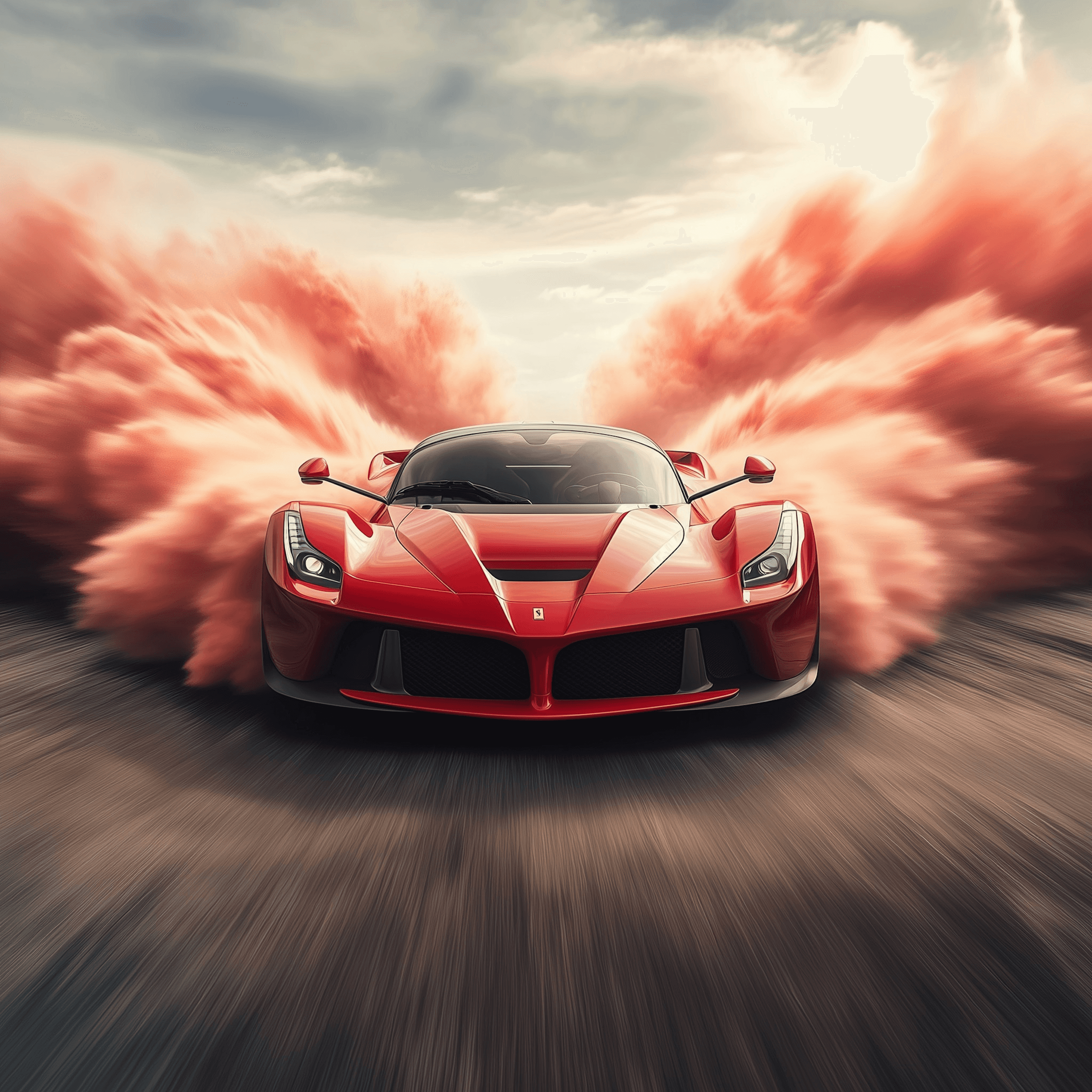 Red Sports Car in Motion