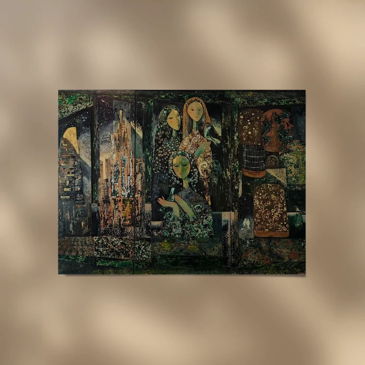 premium art poster and canvas prints, with originals available, from QART , of the artwork " City Night Stars "