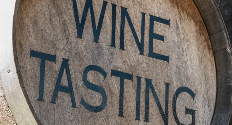 Wine tasting barrel sign for Annata Cellars events