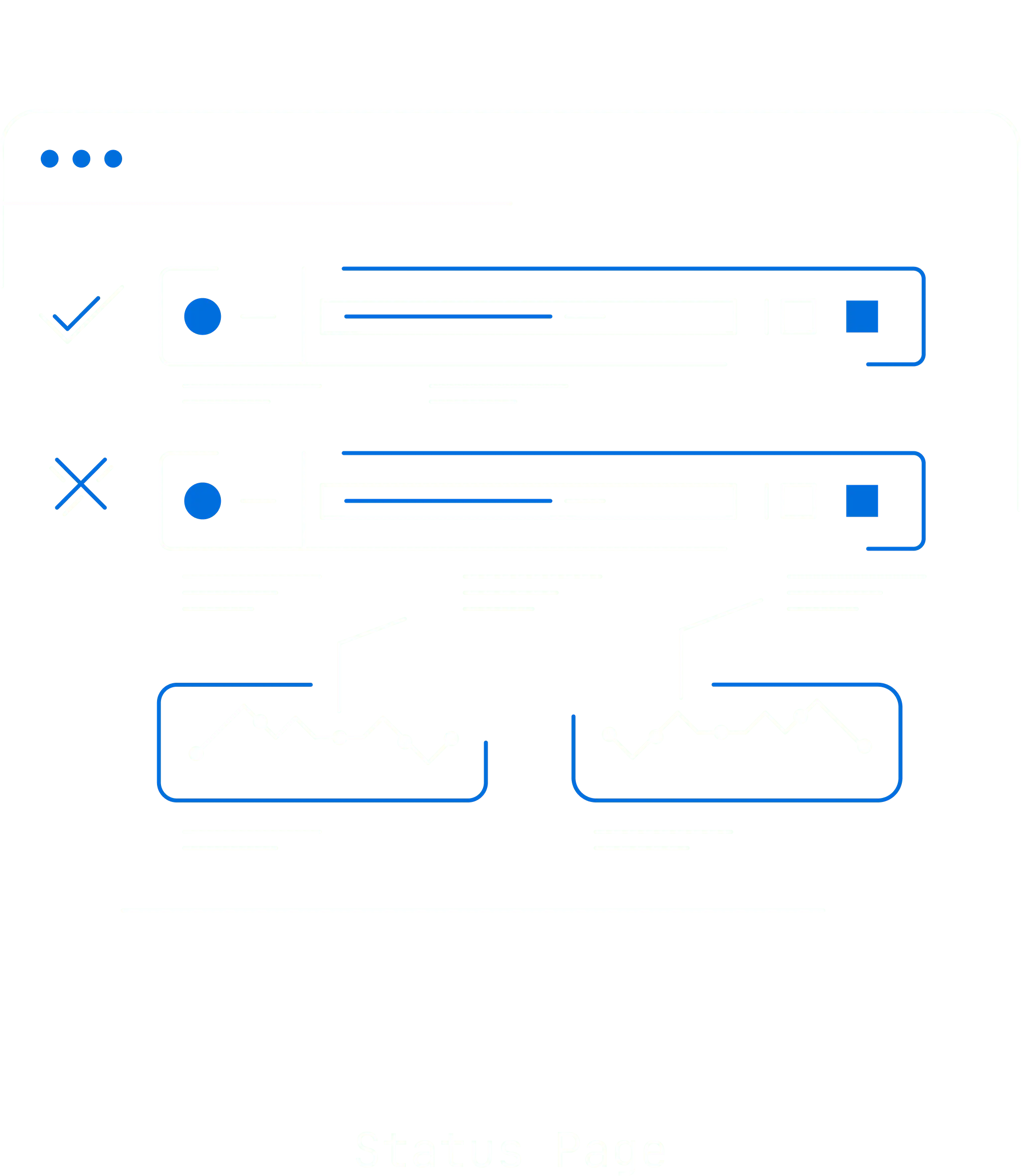 Support illustration for Console9's solutions, title "Status Page"
