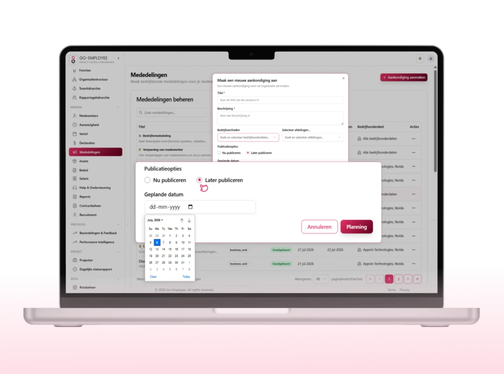 Schedule Annuncements