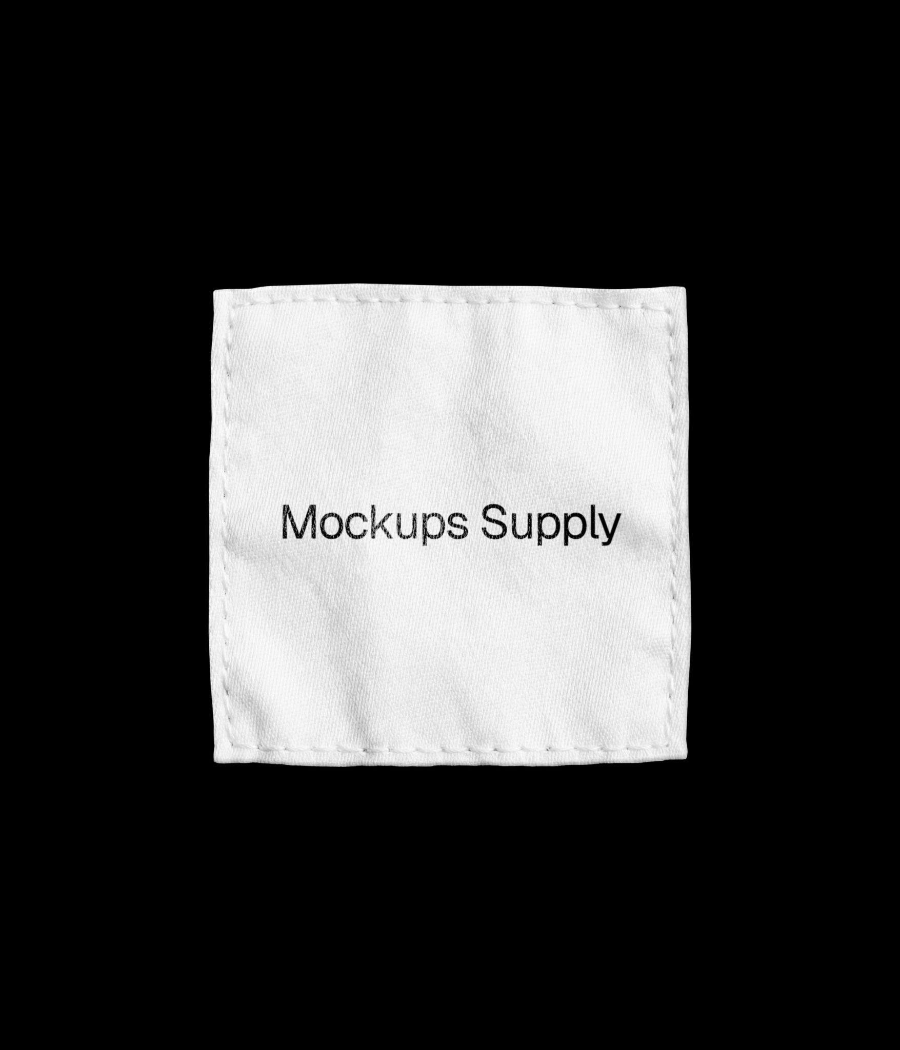 Square polyester fabric label mockup with wrinkles download PSD