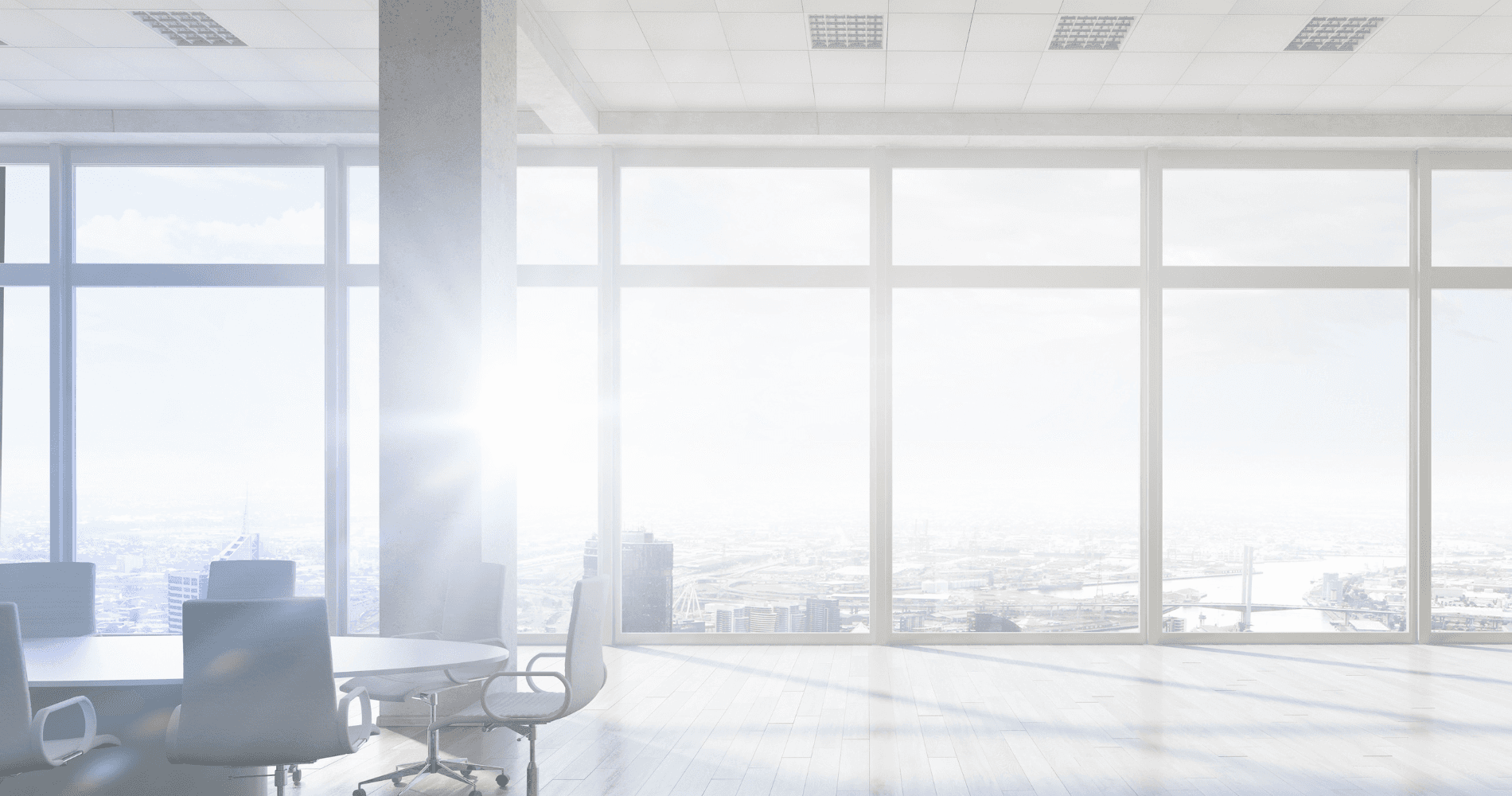 Abstract image of people in an office with a futuristic floor