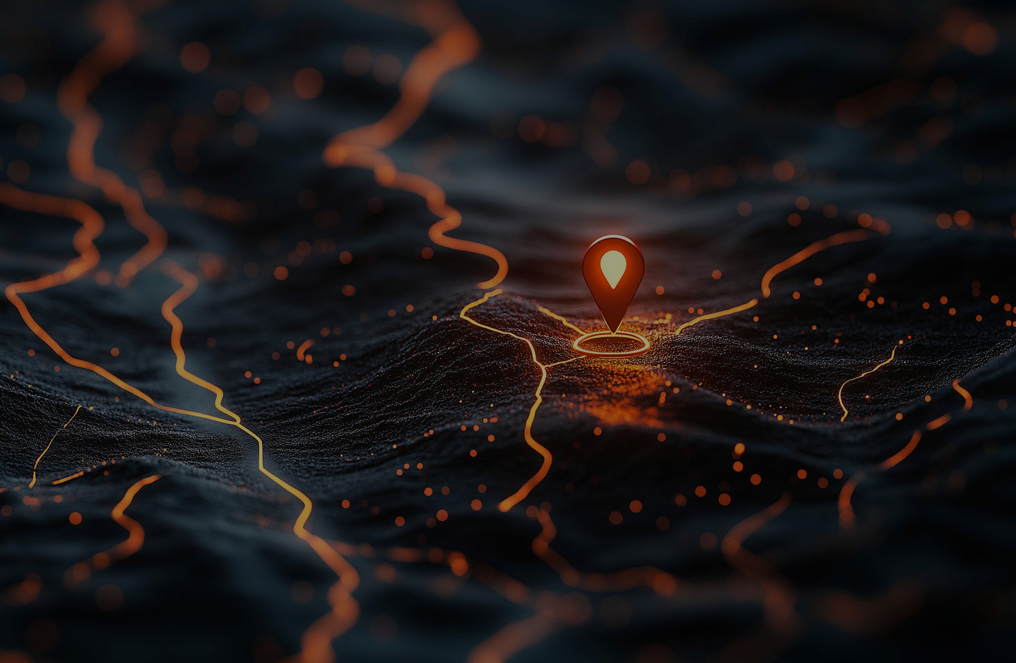 Way point placed on top of sand with paths that light up in the dark.