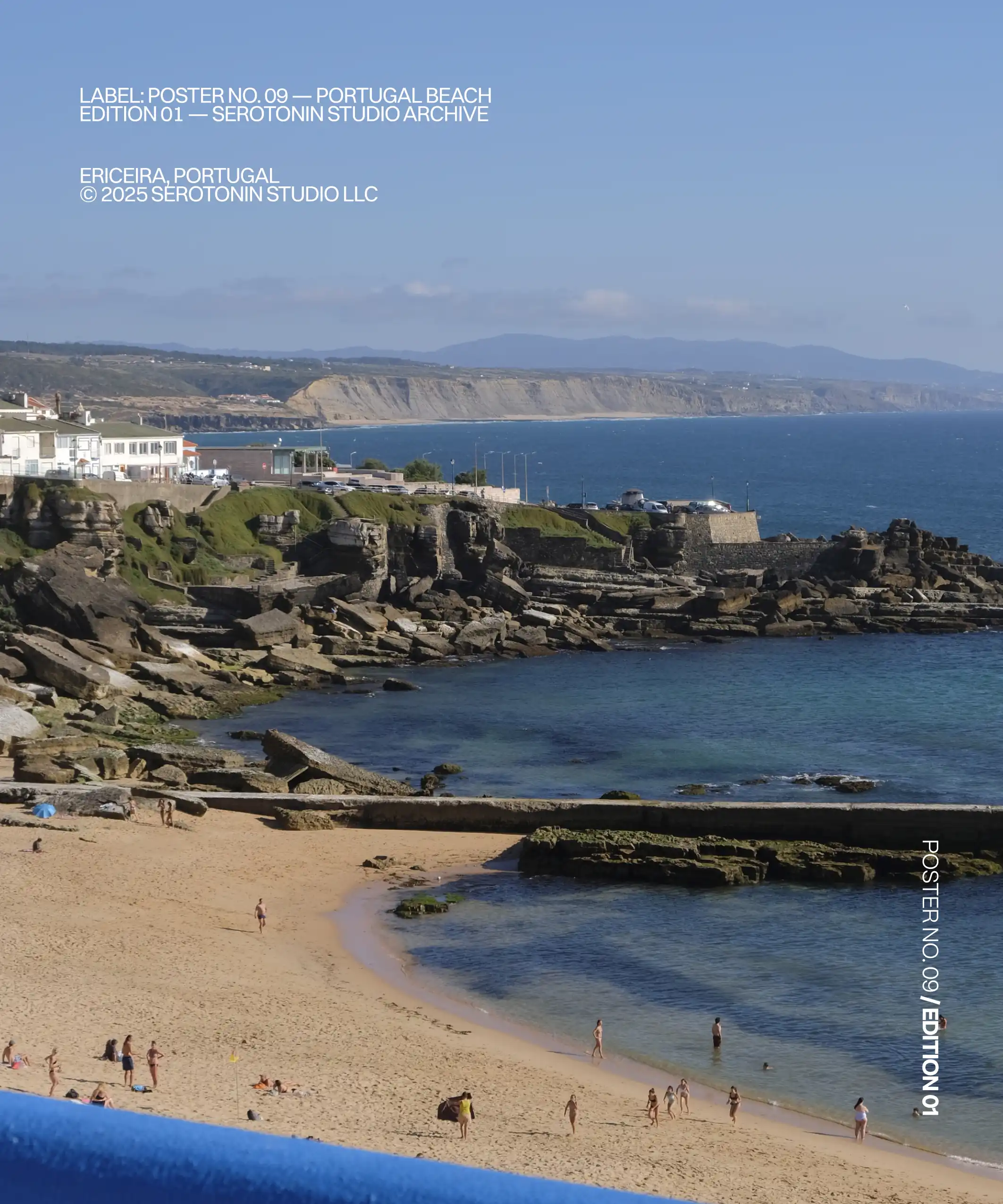 Poster No. 09 featuring a Portugal beach landscape, part of the Serotonin Studio Archive. Photography poster created by Keith Paul Acton.