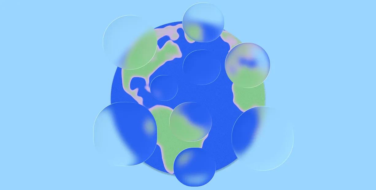 Image of globe with bubbles on top of it