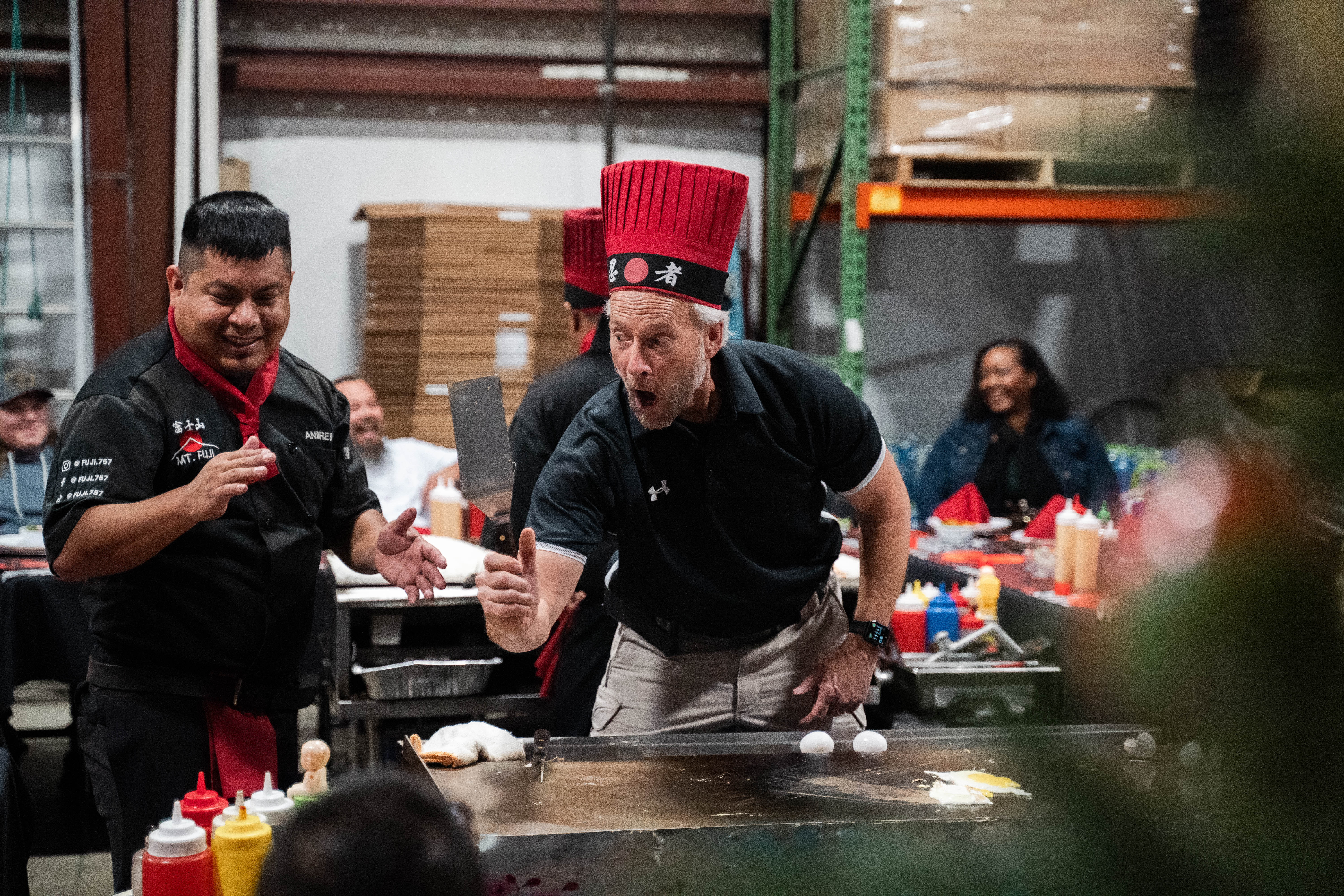 family enjoying private hibachi dinner