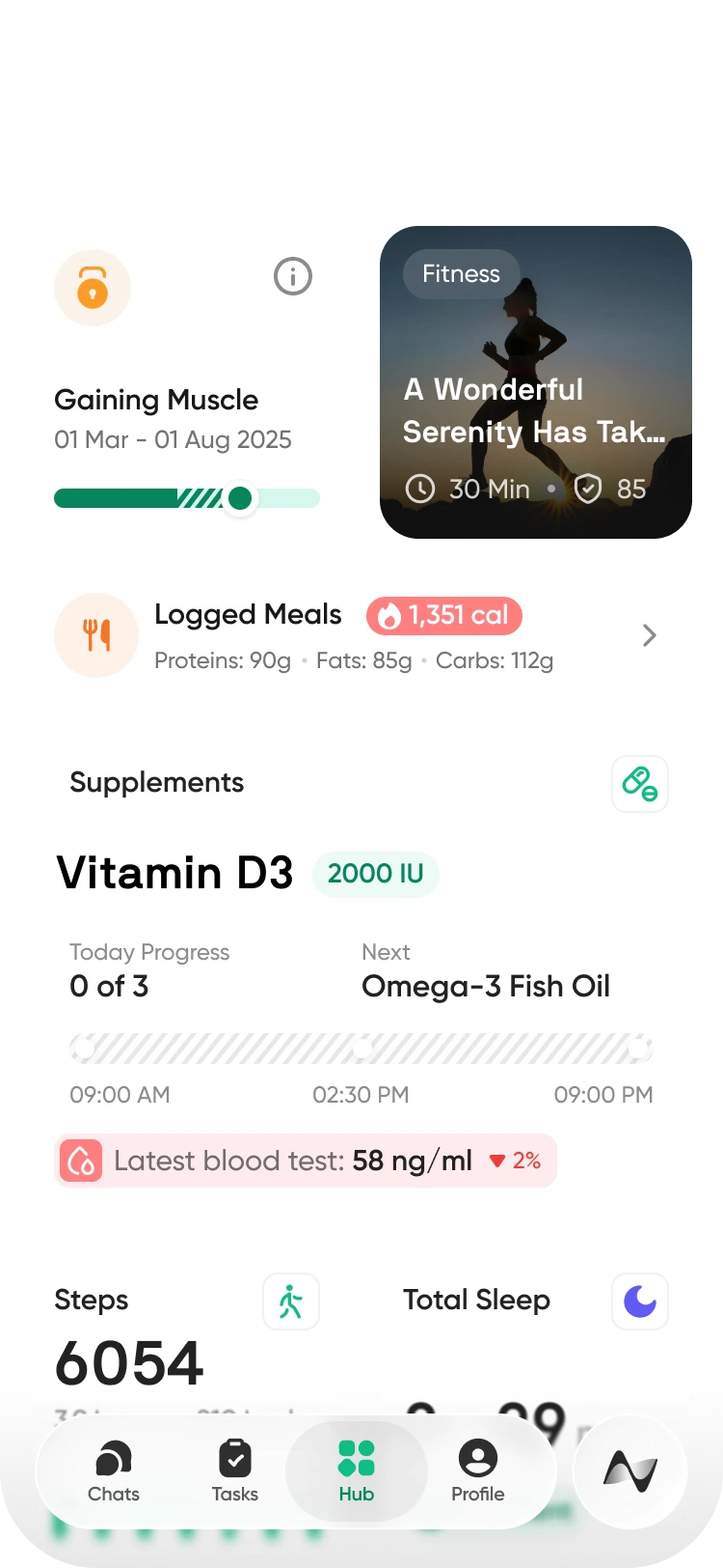 Neura Health Health Hub UI Screen