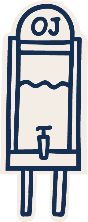 A doodle of a large orange juice dispenser