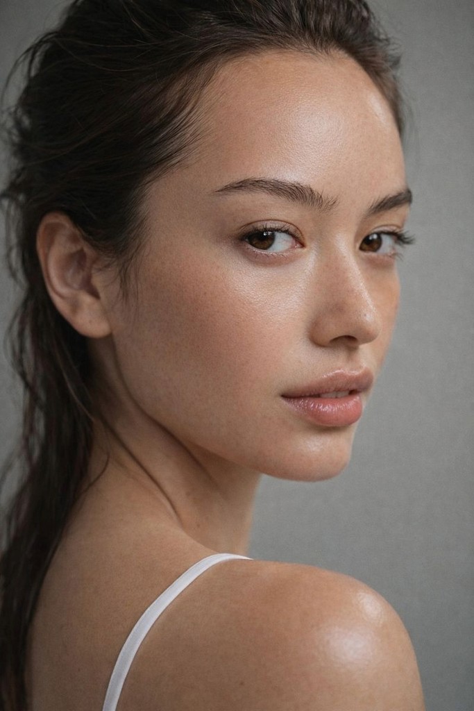 자연스러운 피부 결을 강조한 오블리브의원 브랜드 메인 비주얼 모델 이미지