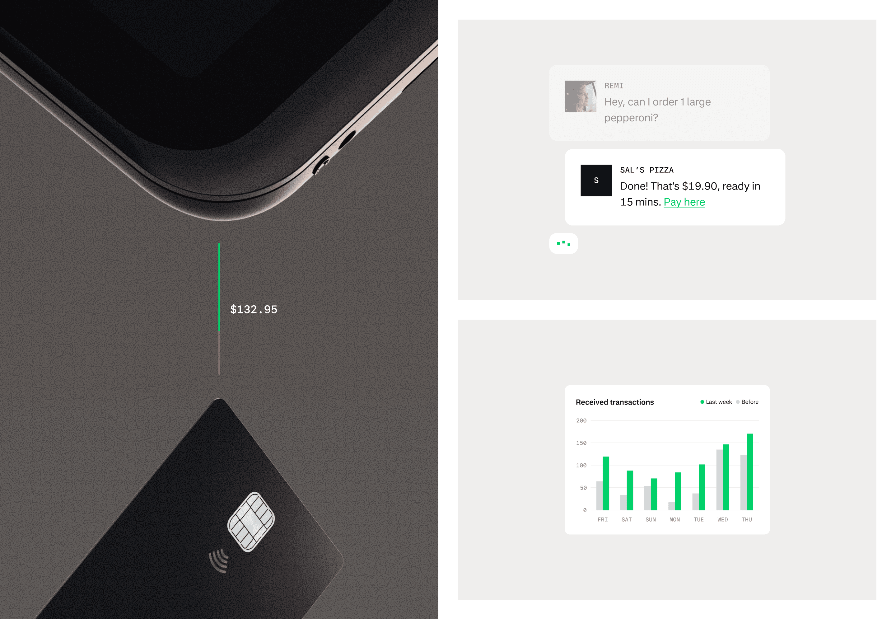 SHOW —  Maybe our proudest moment is when we get to demo our product. Show off how that tech actually works, and how it can benefit our customers business. Product pages or live demo’s showing our product, from physical terminal in real life situations, to technical dashboards. 