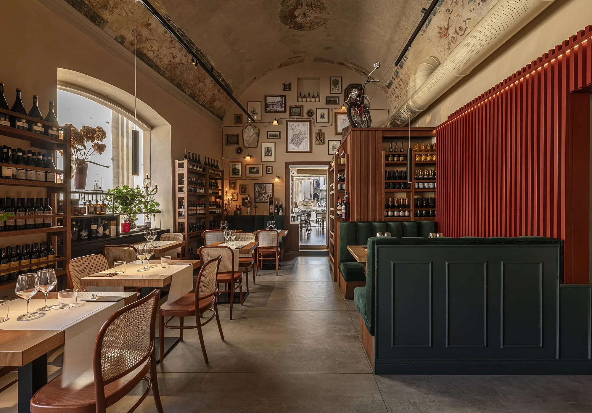 Traditional Modenese restaurant table at Enoteca Al Duomo in Piazza Grande, Modena