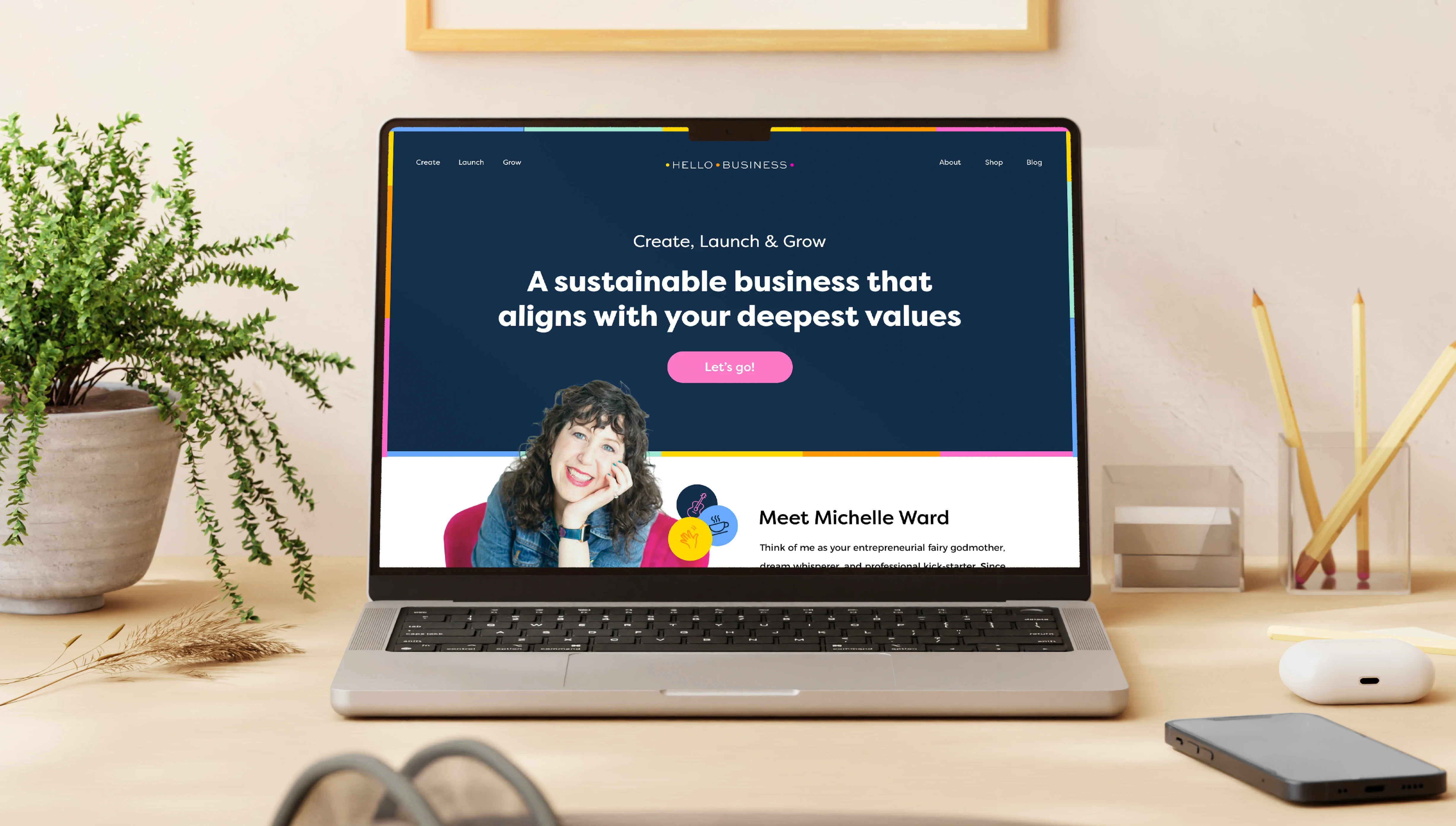 website mockup for business coach