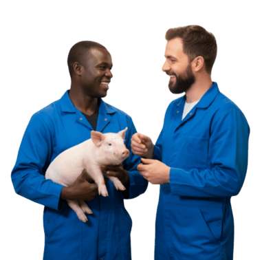 Pig farmer with a champrix advisor