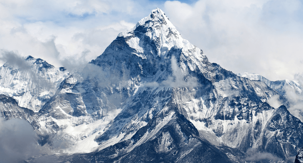 Tall mountain with indicating upwords growth