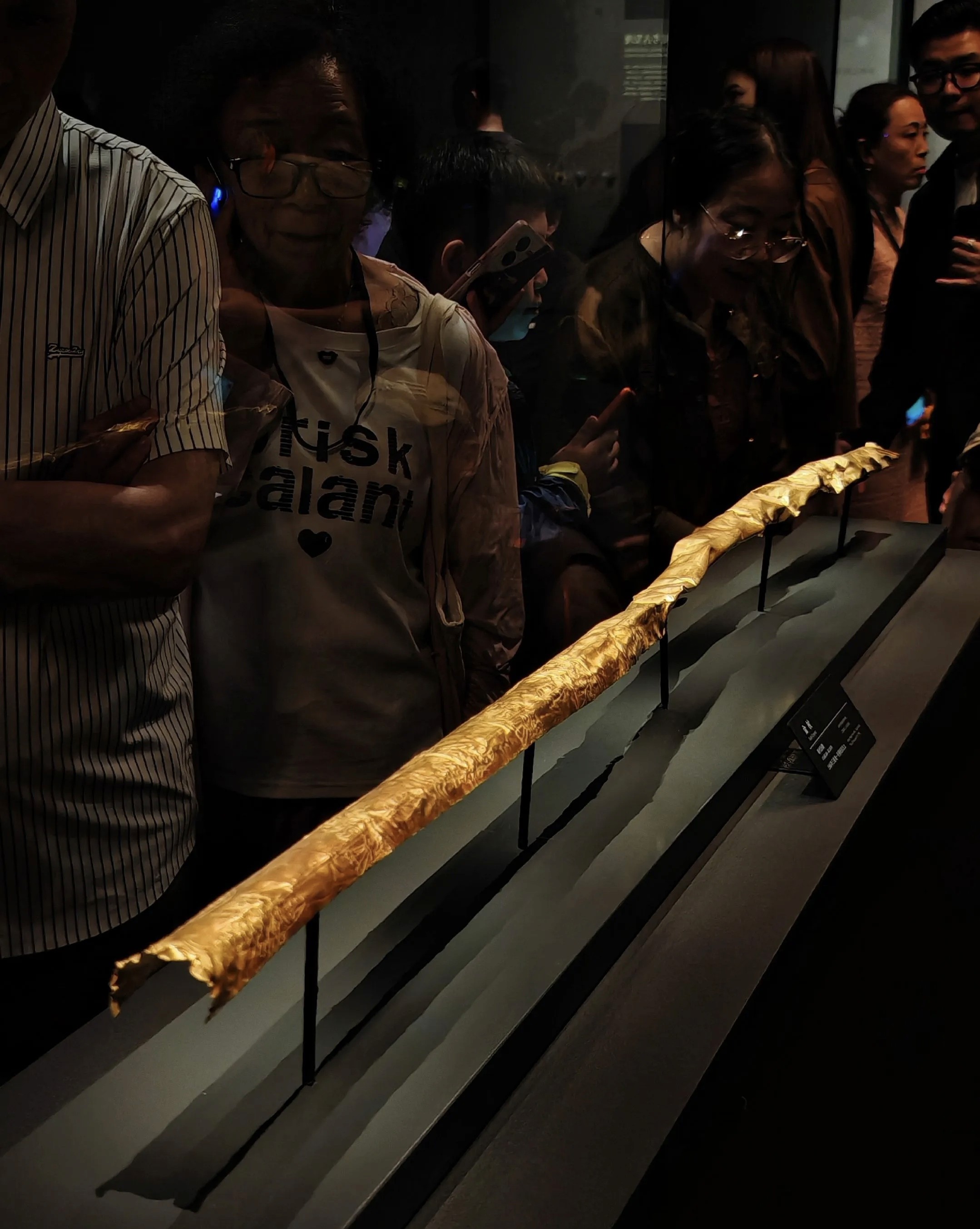 Golden staff relic exhibited at Sanxingdui Museum