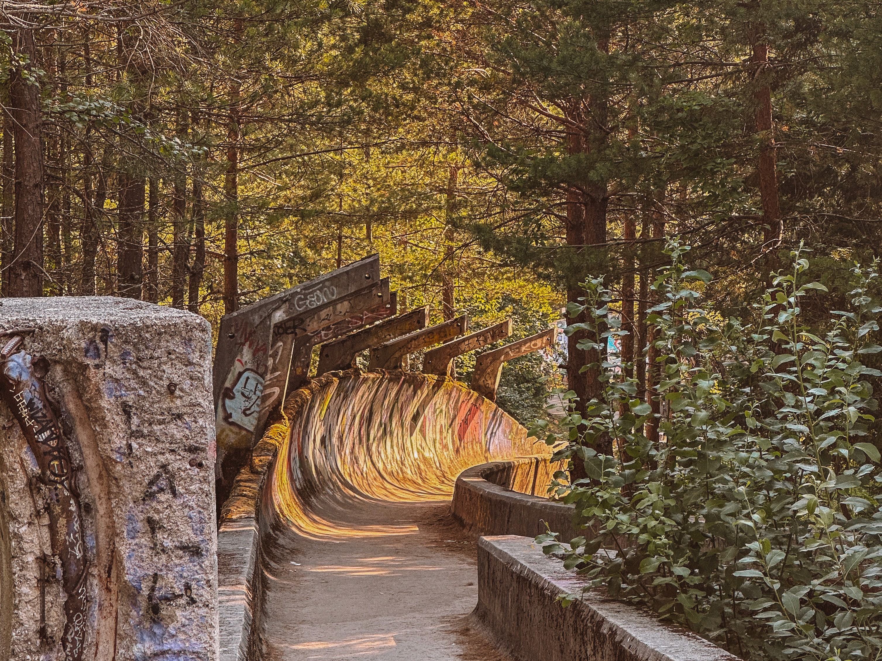 trebevic bobsleigh in the sunset